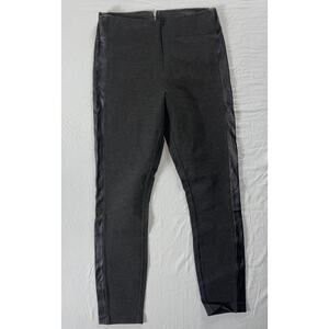 J Crew Pixie Rear Zip Skinny Geniune Leather Tux Stripe Pants. Black, Women's 4S